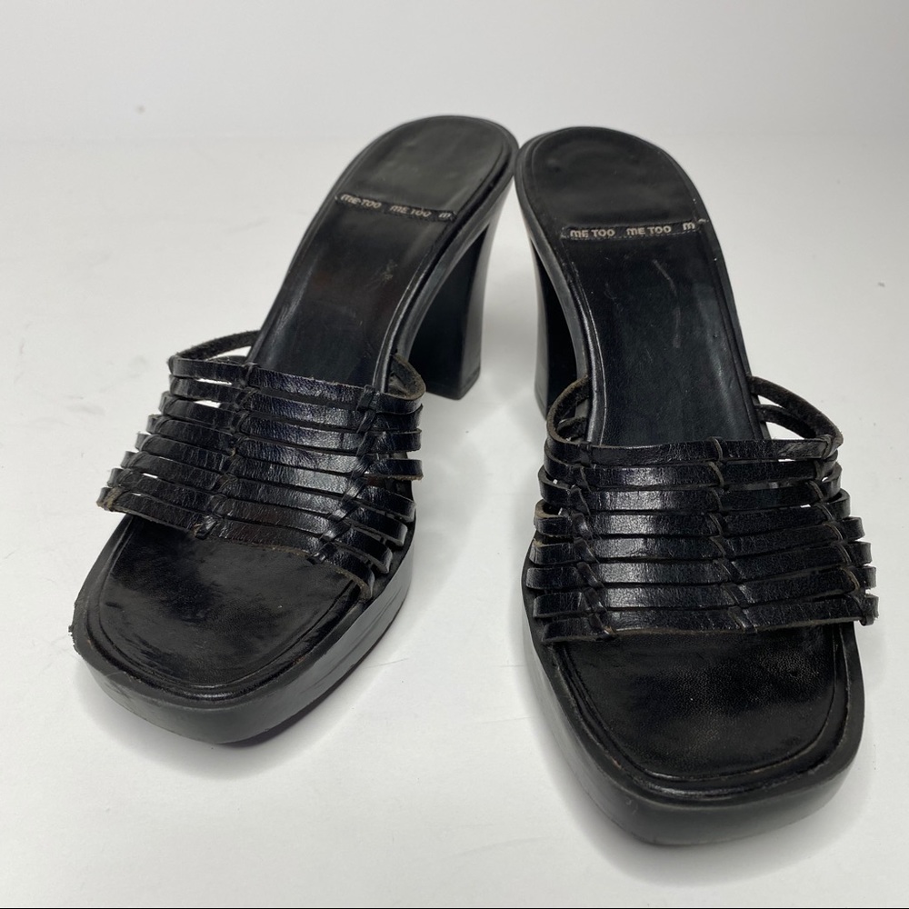 🍋 Me Too "Lauren" black Square toe heeled sandals - Picture 2 of 6